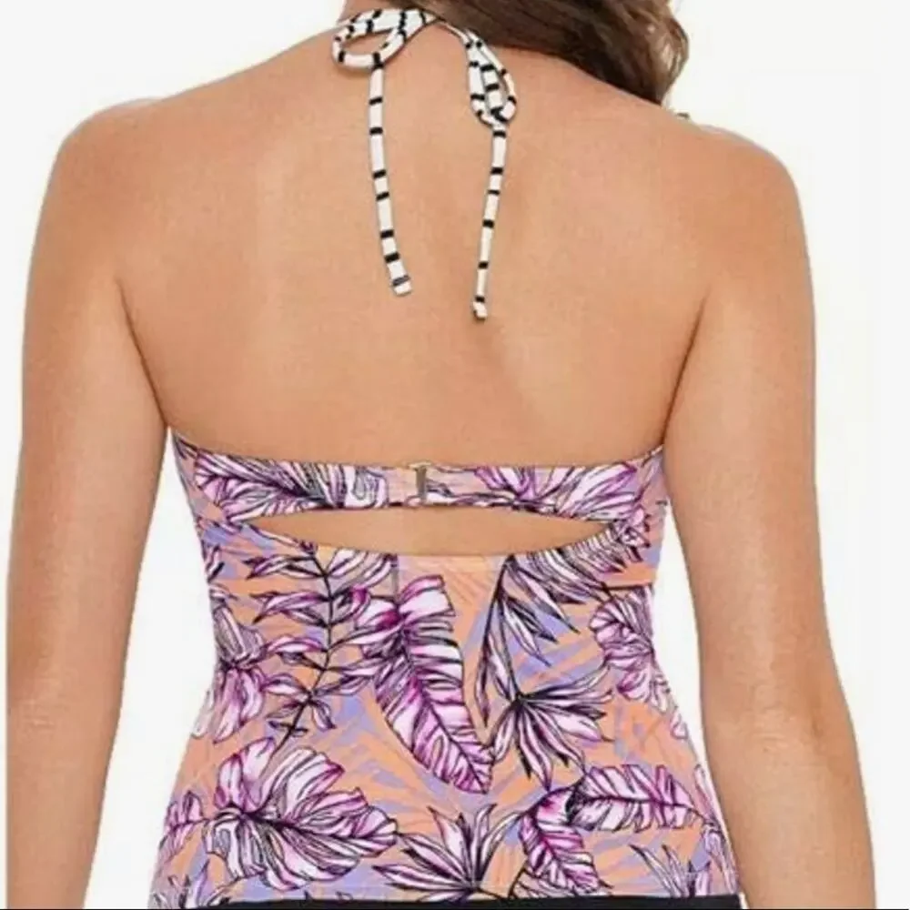 Salt+Cove High Neck Halter tankini Swim Top Med